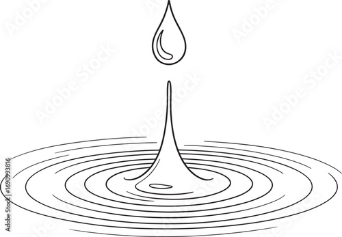 Impactful water droplet ripples and german text symbolizing quiet strength