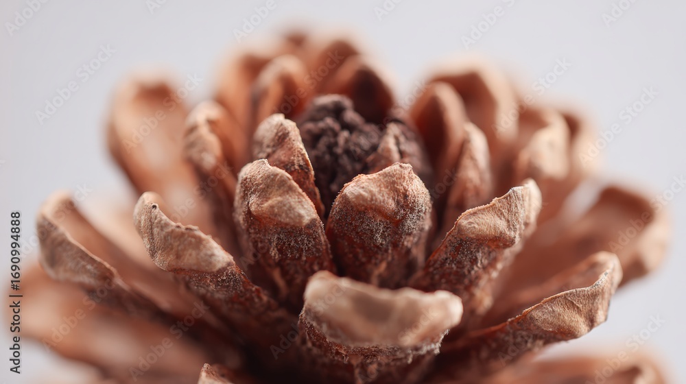 Obraz premium Close up of a natural pine cone captured in soft lighting