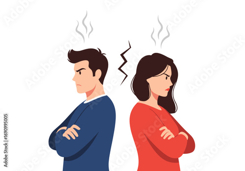 Couple fighting experiencing relationship conflict and emotional stress due to disagreement and anger issues