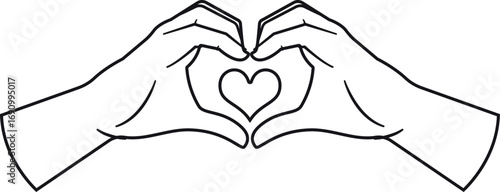 Human hands showing love black-and-white