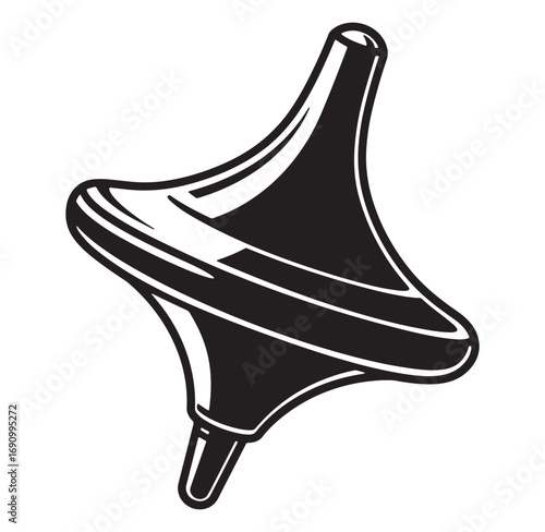 Vector illustration of a classic wooden spinning top isolated on white background
