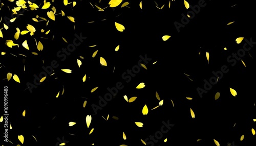 Golden petals falling on black