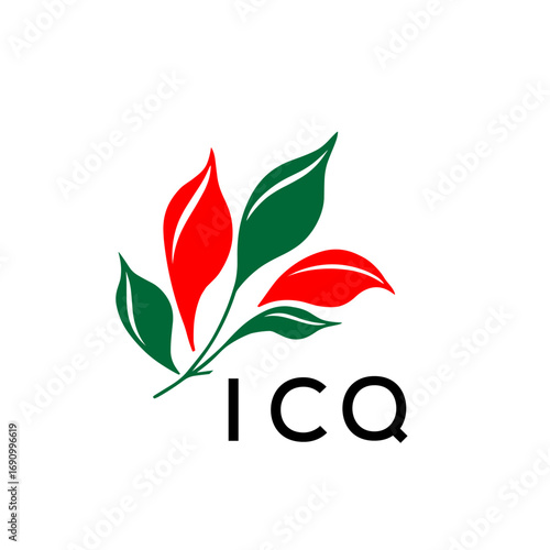 ICQ Modern Abstract Leaf Logo Design – Red and Green Nature-Inspired Brand Icon, ICQ Later Logo, 
