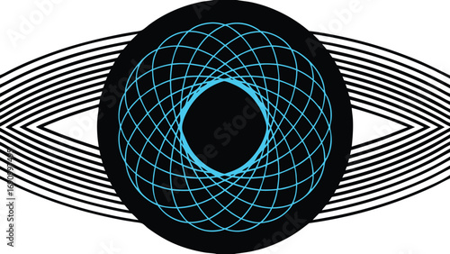 Abstract futuristic energy portal with glowing geometric patterns and rippling lines creating a sci-fi visual experience