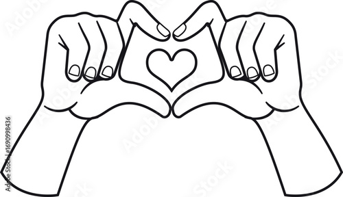 Love romance hands gesture black-and-white