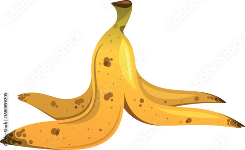 Spoiled banana peel vector illustration