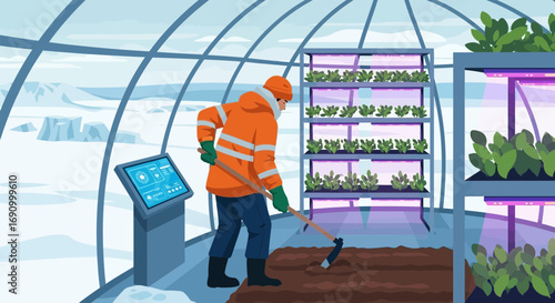 Futuristic arctic greenhouse farming: cultivating sustenance in extreme environments with technology