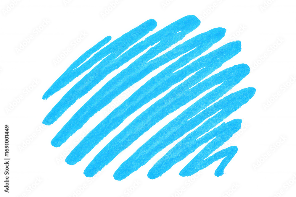 Obraz premium Cyan artistic marker creating textured circular scribble, isolated on transparent backdrop, perfect for graphic design