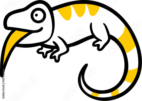 Playful cartoon chameleon with a long tongue, perfect for educational materials or fun designs