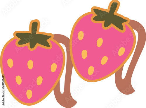 Strawberry earrings children jewelry vector illustration