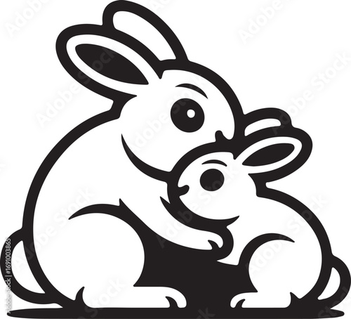 silhouette vector icon design rabbits mother and child 