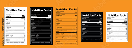 nutrition facts template, nutrition fact, supplement facts, vitamin fact vector illustration.