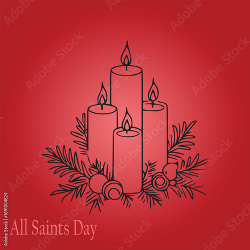 All Saints Day Candle Illustration
