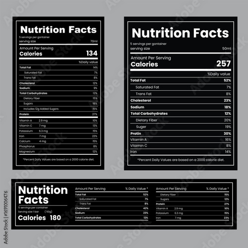 nutrition facts template , nutrition fact information, supplement facts, vitamin fact vector illustration.