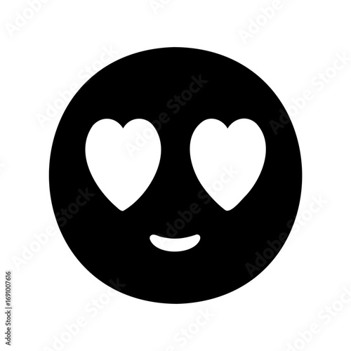 Wallpaper Mural Black and white heart eyes emoji face with sweet smile expression Torontodigital.ca