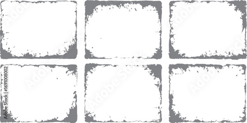 Grunge Distressed Rectangle Frame Collection – Vintage Rough Edged Borders with Texture and Subtle Stains for Posters, Flyers, Scrapbooks, Backgrounds, or Retro Graphic Design Projects