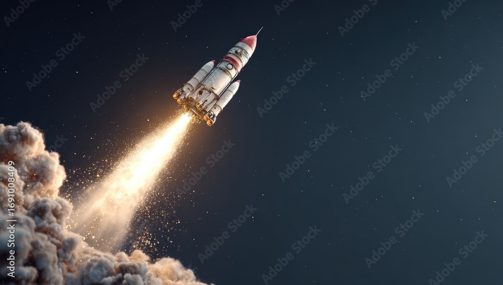 Obraz premium Rocket launch into space