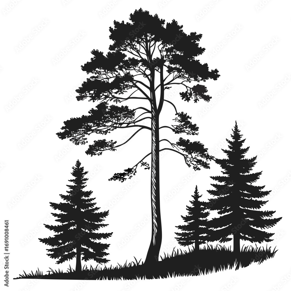 Fototapeta premium Pine forest silhouette