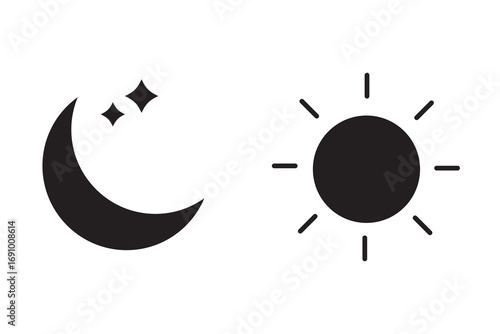 Sun and moon icon vector day and night icon set