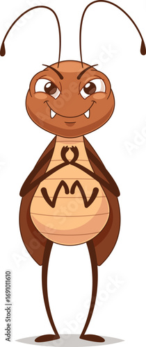 Cunning sly cockroach ugly character