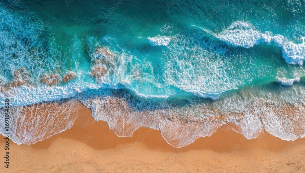 Fototapeta premium High-angle view of a beach and ocean