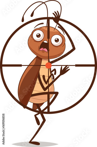 Cockroach character at gunpoint vector illustration