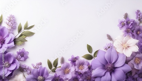 soft purple flower boarder on a white background