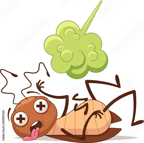 Cockroach character hit by poison