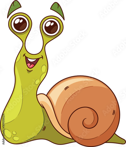 Snail with shell character vector illustration