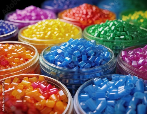 Obraz na płótnie colorful plastic polymer resin pellets