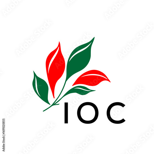 Modern Abstract Leaf Logo Design – Red and Green Nature-Inspired Brand Icon, IOC Later Logo, 
