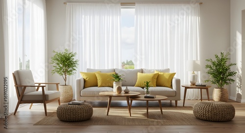 Cozy Living Room with Natural Light and Modern Furniture