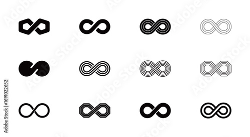 Infinity Symbol Icon Set, A Variety of Looped Icons Representing Endless, Forever, and Limitless Concepts