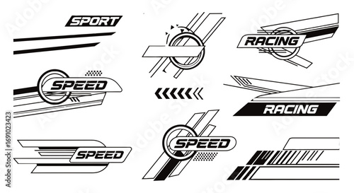 Vector art of speed and racing graphic elements and stickers