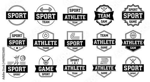 Vector art of collection of sport and game emblems and badges