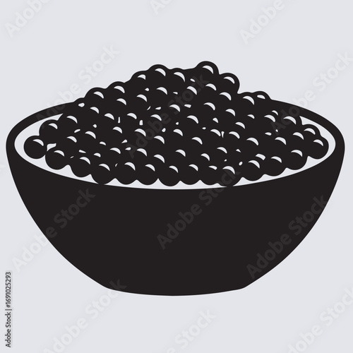 a bawl of cranberry silhouette vector art illustration, a bowl of white beans