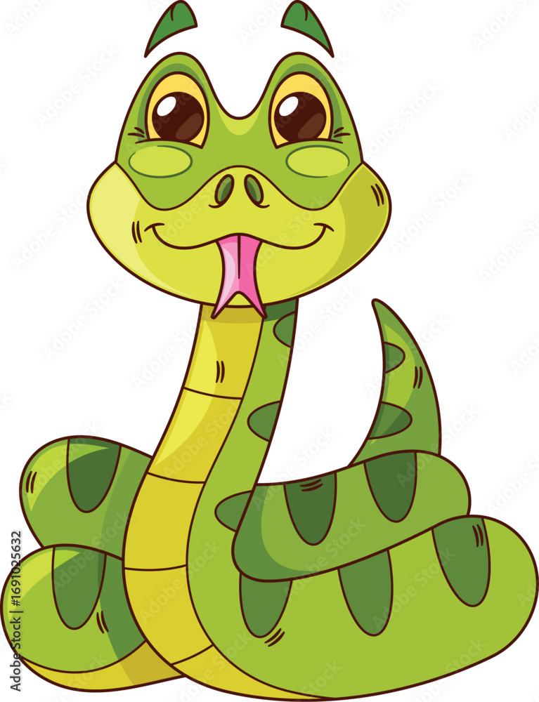Fototapeta premium Snake reptile animal character vector illustration