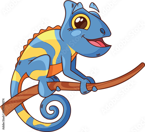 Chameleon reptile character vector illustration