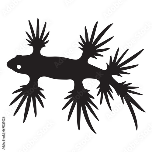 Vector art of silhouette of a blue glaucus, floating sideways