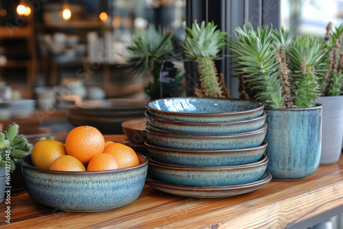 Oranges arranged on table and in bowl.