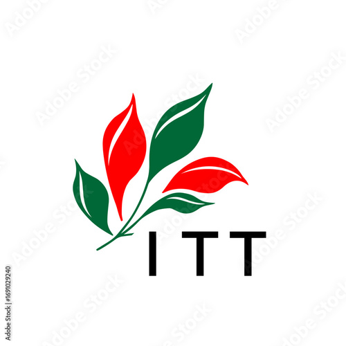 Modern Abstract Leaf Logo Design – Red and Green Nature-Inspired Brand Icon, ITT Later Logo, 
