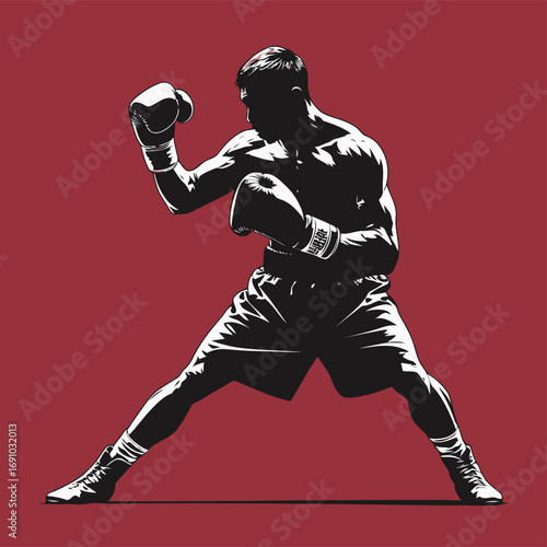 boxer silhouette vector