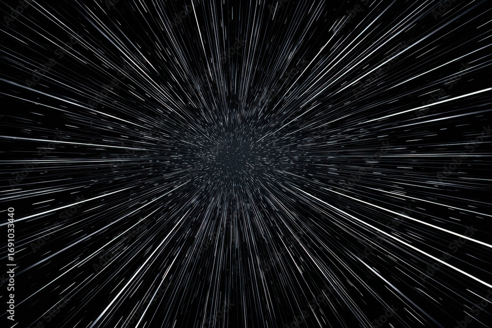Obraz premium Cosmic speed lines radiate from central point. Dark, starry, motion blur