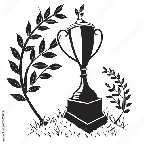Black Trophy Cup Silhouette Vector Set | Champion Prize Icon Collection