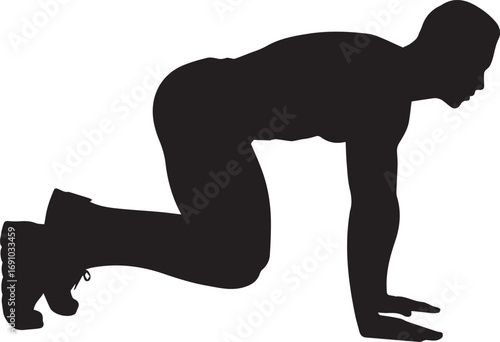 Silhouette of a fitness athlete performing a dynamic exercise motion for strength training