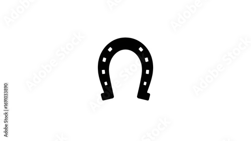 Black Horseshoe Icon – Symbol of Luck and Protection in Simple Vector Design