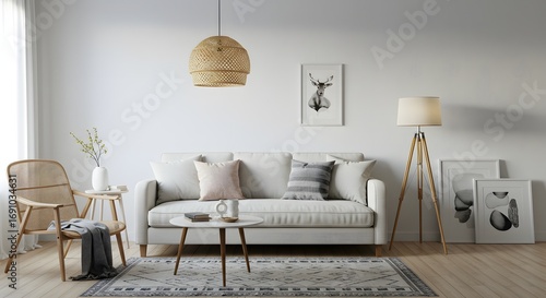 Modern Living Room Interior with Natural Light and Minimalist Decor