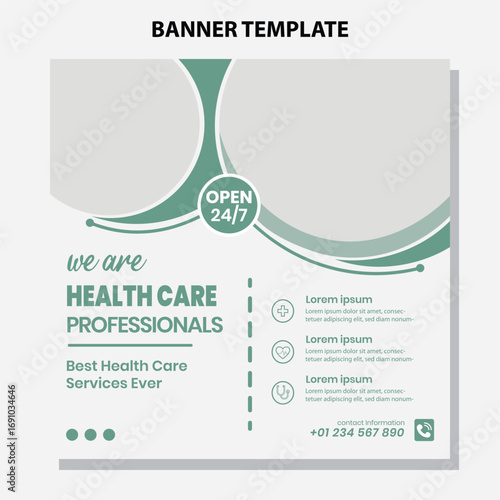Health Care Medical Social Media Post for Online Marketing Promotion Banner, Story and Web Internet Ads for doctor, nurse, dentist, dental clinic and hospital