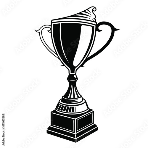 Black Trophy Cup Silhouette Vector Set | Champion Prize Icon Collection