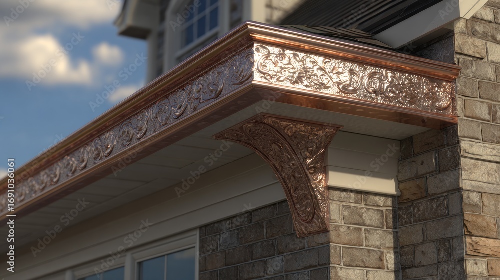 Fototapeta premium Ornate copper gutters on a house